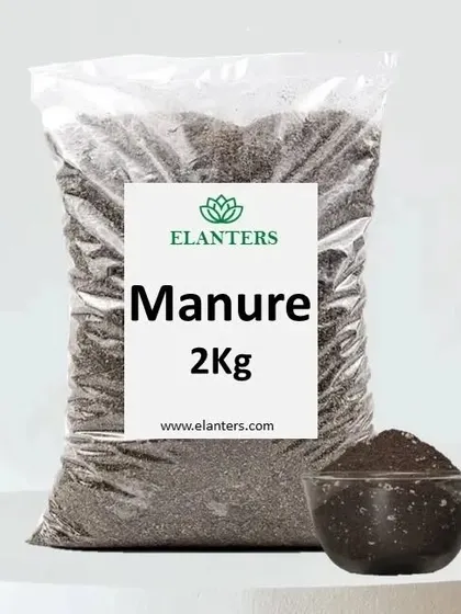 This is a 2kg pack of my specially prepared organic manure. It's the perfect food for your plants, helping them grow strong and healthy.