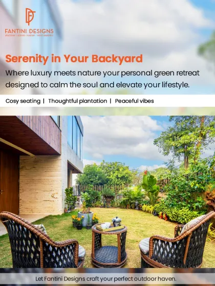 Serenity in your own backyard. This view highlights the thoughtful plantation and comfortable seating arrangement, designed to create a personal green retreat that calms the soul and elevates your lifestyle.