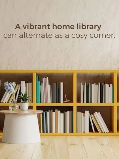 A home library can also be a cozy corner for relaxation. I used a vibrant yellow bookshelf to add a unique personality to this space, paired with a stylish chair to create the perfect reading nook.