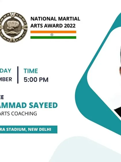 This is another announcement celebrating Mohammad Sayeed as an awardee for his dedication to martial arts coaching at our 2022 awards ceremony.