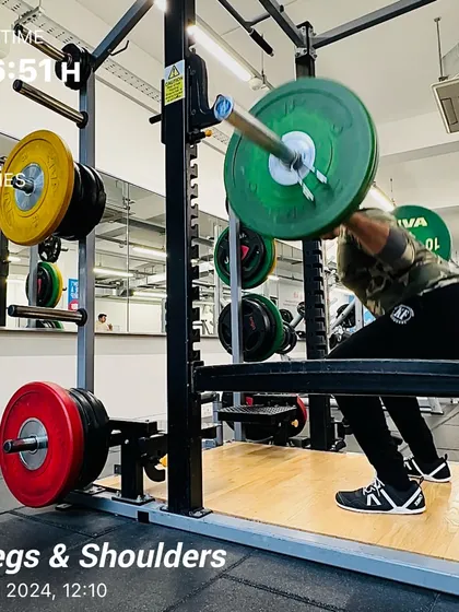 A heavy leg and shoulder day at the gym. Strength training is a critical component of our overall fitness program for endurance athletes.
