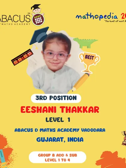 Eeshani Thakkar from Vadodara, Gujarat, a 3rd Position winner.