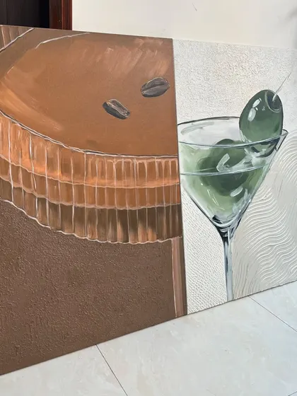 Another view of the two canvases together, showing how they complement each other while having distinct themes.