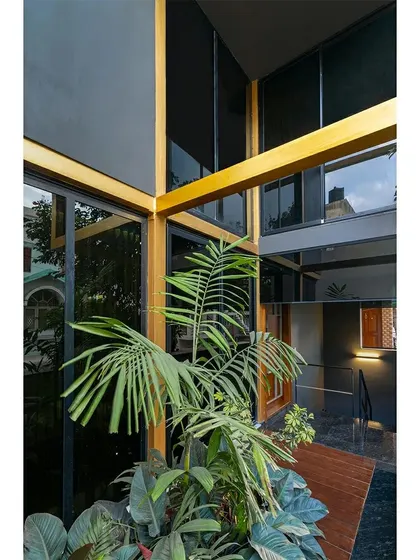 A small, light-filled courtyard is carved into the volume of the SOL House. This element brings nature and daylight into the core of the home, providing a pocket of green that can be enjoyed from multiple interior spaces.