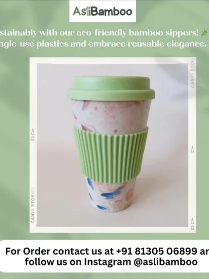 Our reusable bamboo fiber sipper cups are a colorful and eco-friendly alternative to disposable cups. They come with a silicone lid and grip, making them perfect for coffee or tea on the go.