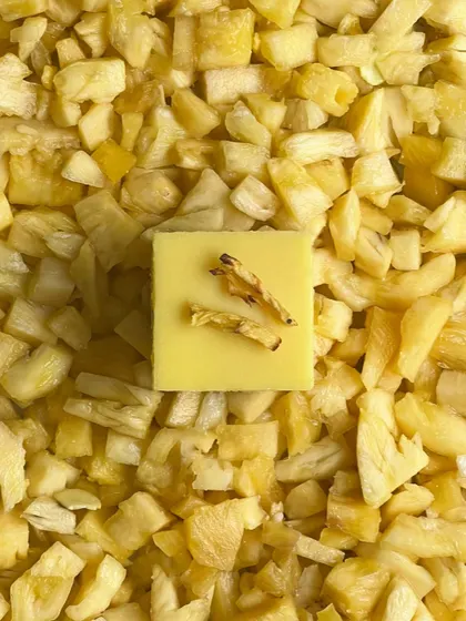 This is my pineapple opera gateau, surrounded by the very ingredient that gives it its flavor. The yellow is so vibrant and happy.