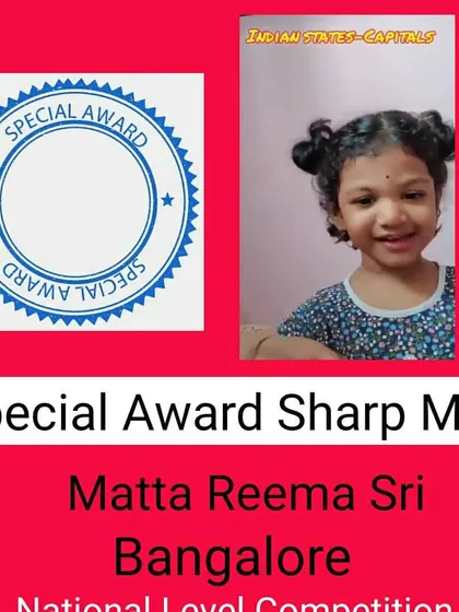 A 'Special Award' winner in our 'Sharp Mind' competition. This award recognizes children with exceptional memory and knowledge.