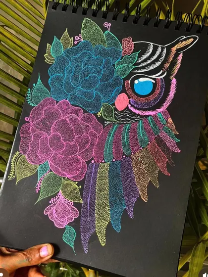 A beautiful owl with floral wings, combining nature and animal themes.