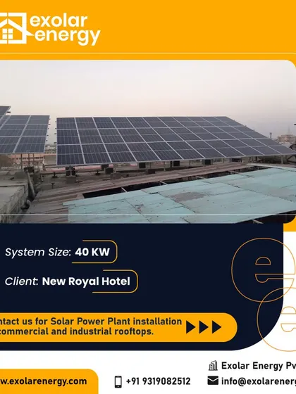 We installed this 40 kW solar plant for the New Royal Hotel. The hospitality industry benefits greatly from solar by cutting electricity costs, a major operational expense.
