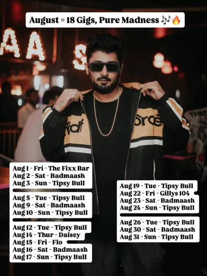 The grind is real and I'm grateful for it. August was pure madness with 18 gigs back-to-back. This is the kind of demand that fuels me, showing how much energy there is for a new kind of Bollywood sound.