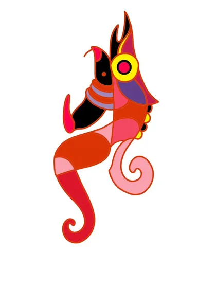 A whimsical, seahorse-like creature from my digital illustration series.