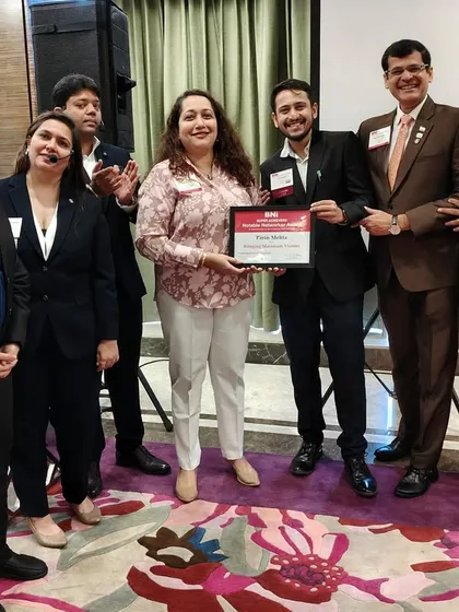 Honored to receive an award from BNI for my contributions. Performing for and being a part of professional networks like BNI is something I truly value.