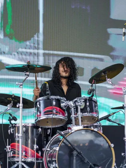 Our drummer in his element, driving the beat during a high-energy set at Phoenix Market City.