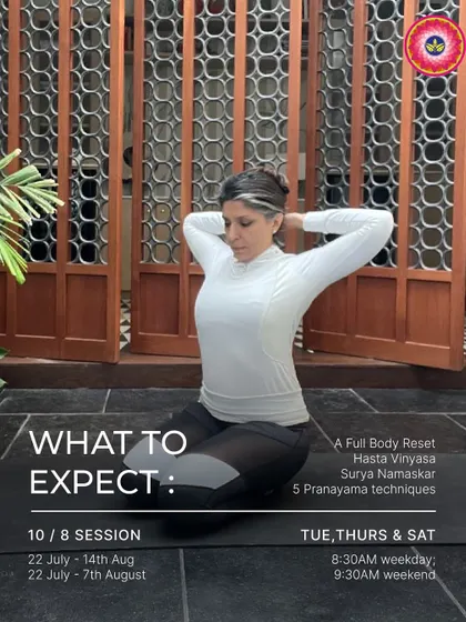 Here's what to expect from my "Take A Breath" online series. Each session includes a full body reset with Hasta Vinyasa, Surya Namaskar, and five Pranayama techniques to counter stress.