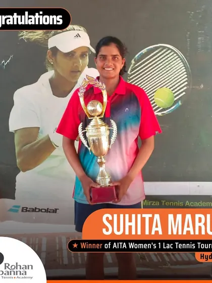 Congratulations to our player Suhita Maruri for reigning supreme at the AITA Women's 1 Lac tournament in Hyderabad. A stellar victory and a proud moment for our academy.
