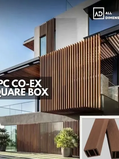 My work isn't just for floors. Here, I used WPC Co-Ex square box louvers as an architectural feature on the facade of a modern home, adding texture, shade, and a sophisticated design element.