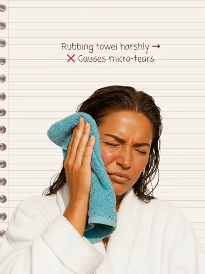 Be gentle with your skin, especially when drying it. Rubbing your face harshly with a towel can cause micro-tears in the skin barrier, leading to irritation and sensitivity. Always pat your skin dry.