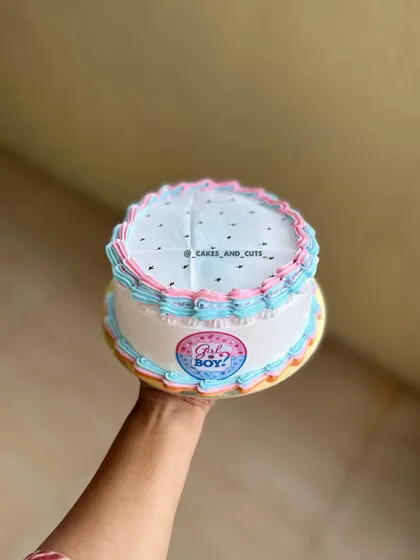 Another version of our gender reveal fire cake, where the flame reveals the color inside. This one is ready for the big "Girl or Boy?" reveal.