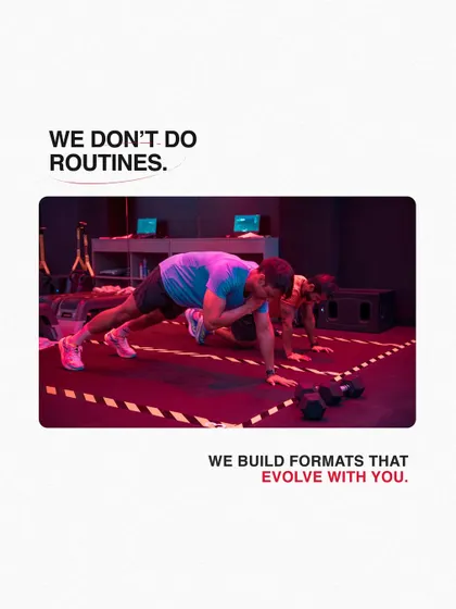 We don't do routines. We build formats that evolve with you, ensuring your training remains challenging and effective.