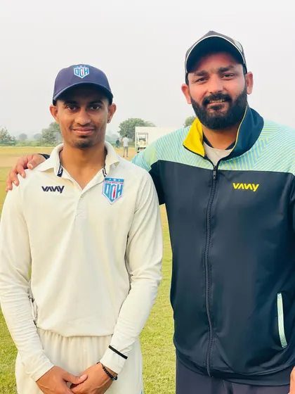 With Nikhil Malik after his match-winning century. His dedication in the nets is clearly visible in his performance.