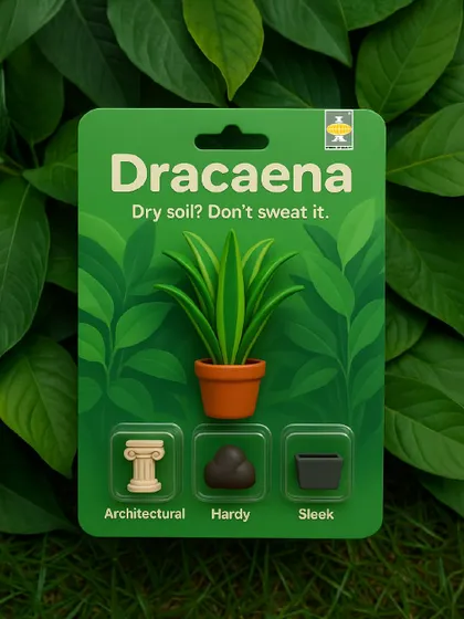 Dry soil? Don't sweat it. The Dracaena is an architectural, hardy, and sleek plant that doesn't mind if you miss a watering. It's a perfect example of a low-maintenance, high-impact green companion.