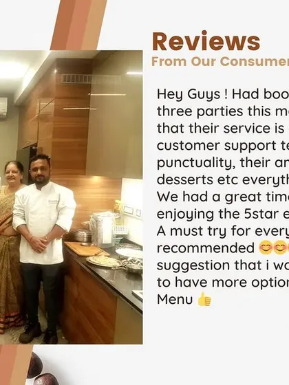 We aim to provide a five-star dining experience in the comfort of your home. This client booked us for three parties in one month and was thrilled with our team's punctuality and the amazing food.