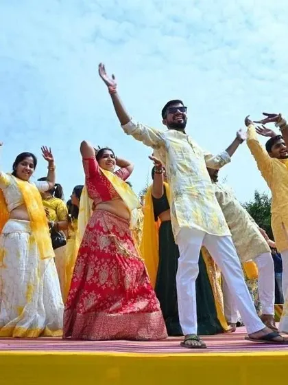 A full-family flash mob is the perfect way to surprise everyone at a Haldi or Mehendi. We choreographed this fun, high-energy routine that got the whole family on their feet.