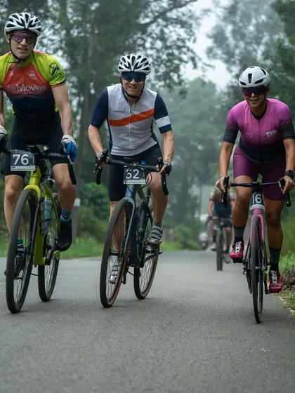 Riding with friends during the Tour of Nilgiris. The scenic routes and good company make it an unforgettable experience.