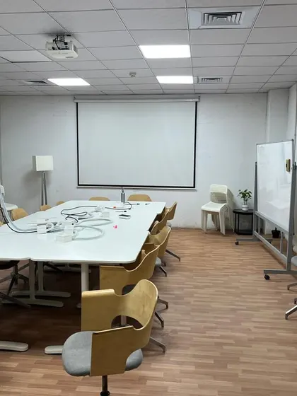 A meeting room inside the IKEA project, partitioned with our PUF panels. This demonstrates the acoustic and aesthetic benefits of using our panels for creating private, functional office spaces.
