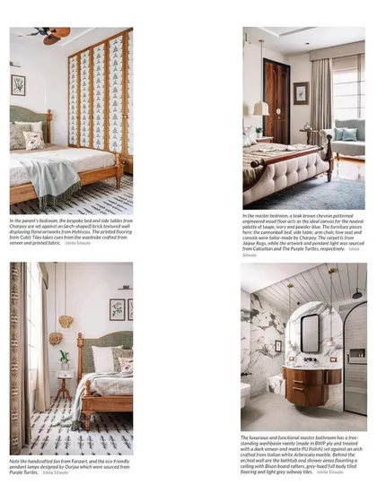 More images from a press feature, showing our range in bedroom design from rustic wood beds to elegant tufted headboards.