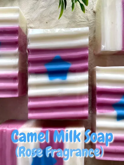 A little twist on the design, this Rose fragrance soap features a blue star. It's a fun way to add a pop of color to the classic pink and white stripes.