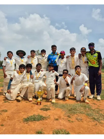 Our U-12 team celebrating their runner-up finish in the GG Sports Dasara Cup, a valuable competitive experience for our young players.