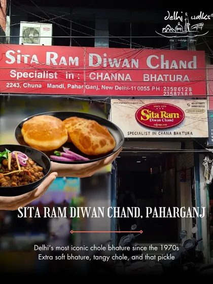 Sita Ram Diwan Chand in Paharganj has been serving Delhi's most iconic chole bhature since the 1970s. The extra soft bhature and tangy chole are legendary.
