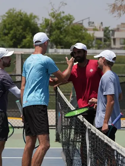 Sportsmanship and success. Our players congratulating their opponents after a hard-fought final. Winning with class is a core value we instill in every athlete at the academy.