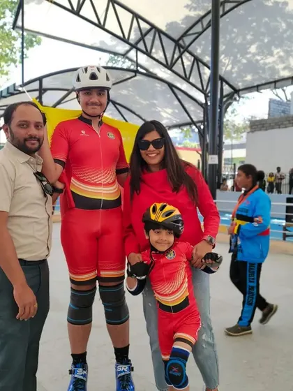 A proud moment with our champions Shubham and Rayaansh at the rink, ready for action.
