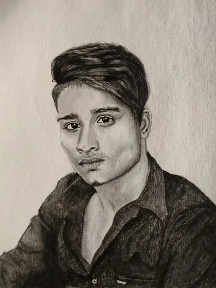 This follower sketch shows a simple, direct gaze. Even in simpler poses, I focus on realistic shading and features.