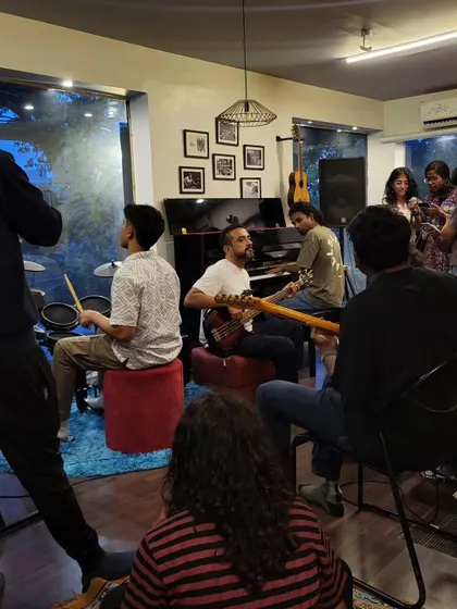 A band deep in rehearsal for an upcoming showcase. Our jam pad is where the hard work gets done, with all the gear you need to sound tight.