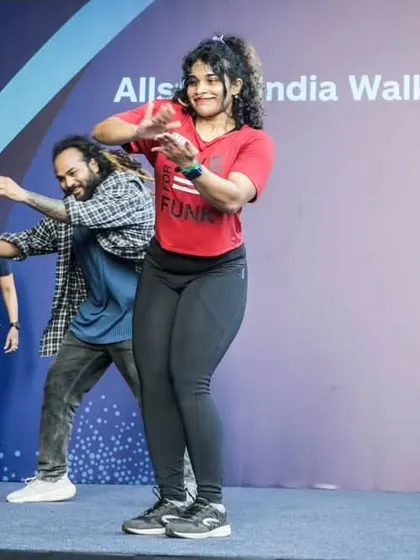 On stage at the Allstate India Walkathon. It took 8 years of hard work to get here, and I'm so proud and grateful for these opportunities.