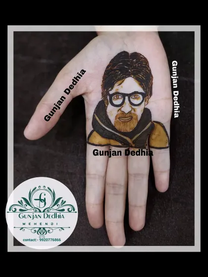 Here is a portrait mehendi I did of the legendary actor, Amitabh Bachchan. Creating realistic portraits with henna requires a deep understanding of shading, pressure control, and layering, skills I have spent years perfecting. This shows my ability to go beyond traditional patterns and create unique, personalized art.