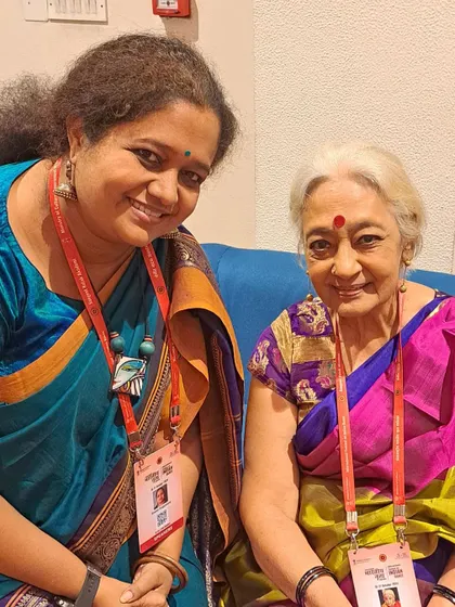 A cherished picture with Padmashri Smt. Sudharani Raghupathy, whose humility and generosity in engaging with young artists is a lesson in itself.