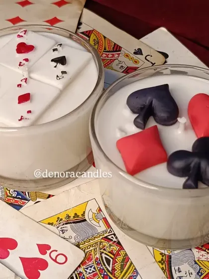 A different perspective of the poker candles.