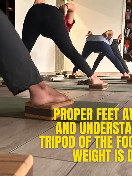 Proper foot awareness is critical for stability in all yoga poses. We focus on distributing weight across the 'tripod of the foot' to improve balance, enhance posture, and prevent common injuries like plantar fasciitis.
