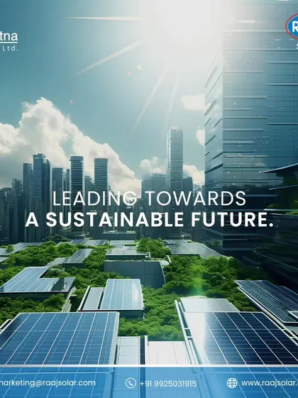 We are leading towards a sustainable future. This image of a green city powered by solar panels illustrates our vision for large-scale urban development integrated with renewable energy.