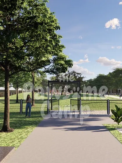 A look at the entrance to our park area, with picnic tables ready for guests.