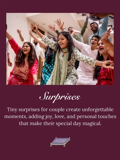 A graphic highlighting how small surprises and personal touches make a wedding day magical.
