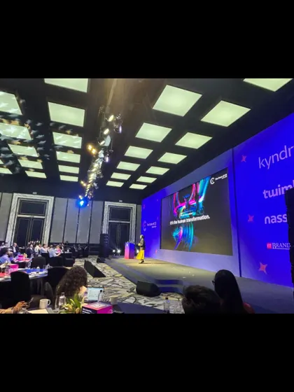 A wide view of the conference hall during 'The State of CX India 2025'. We handled the show run and console management, ensuring a smooth flow of keynotes, panel discussions, and award segments.