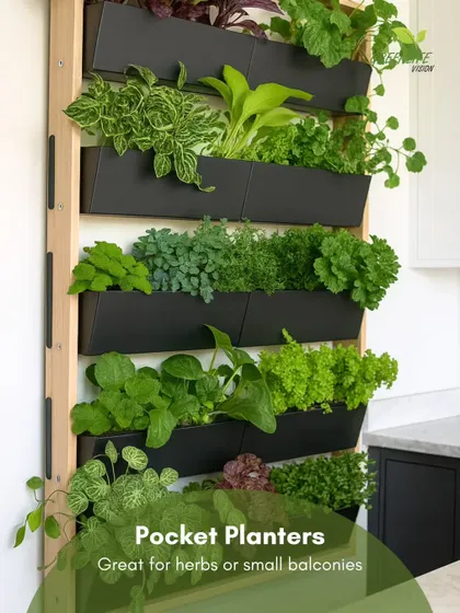 Pocket planters are perfect for creating a vertical herb garden in a kitchen or on a small balcony. This modular system allows for easy planting and access to fresh herbs right where you need them.