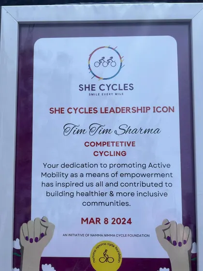The "She Cycles Leadership Icon" certificate. A reminder of the impact we can have beyond just racing.