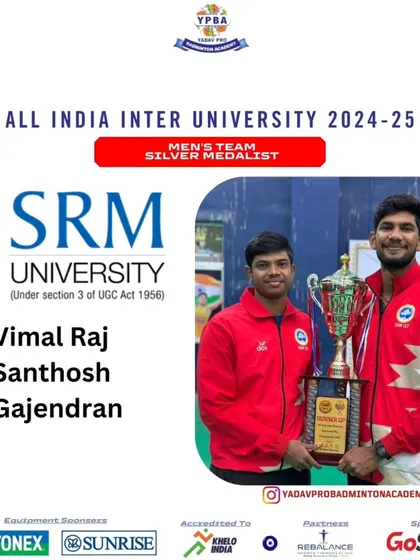 Our trainees Vimal Raj and Santhosh Gajendran secured a Silver medal for SRM University at the All India Inter-University championship, a highly competitive national event.