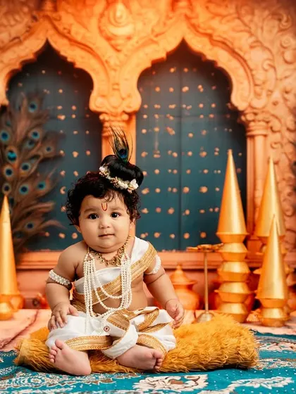 Another angle of our Little Krishna, looking directly at the camera with a curious and innocent expression.